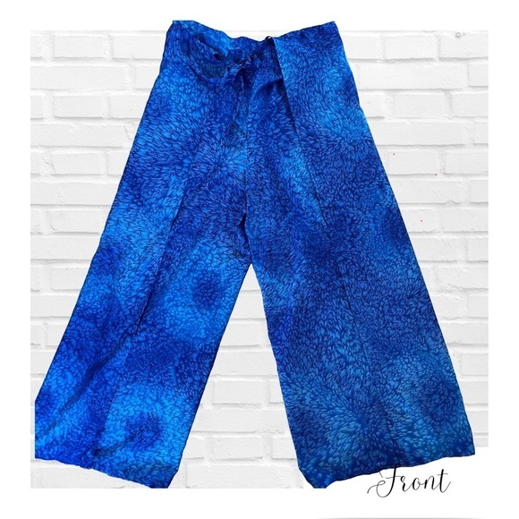 Rima Beach Wear Set Pareo Palazzo Wide Leg Pants & Crop Top Wrap Around Pants - Picture 3 of 15